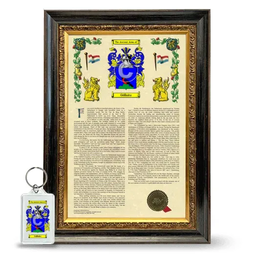 Göllnitz Framed Armorial History and Keychain - Heirloom