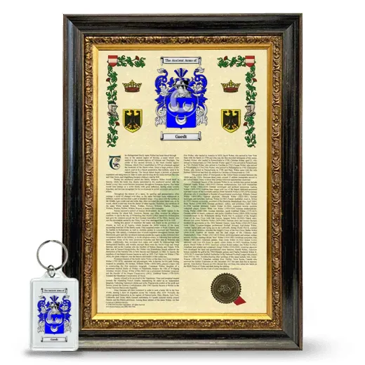 Gaedt Framed Armorial History and Keychain - Heirloom