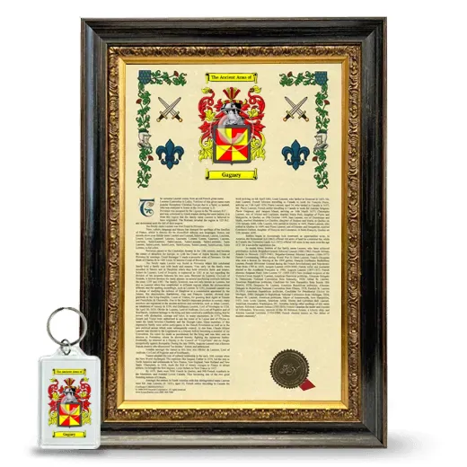 Gagney Framed Armorial History and Keychain - Heirloom