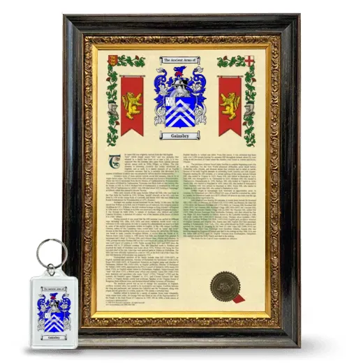 Gainsbry Framed Armorial History and Keychain - Heirloom