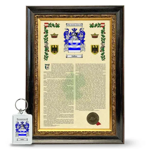 Gallan Framed Armorial History and Keychain - Heirloom