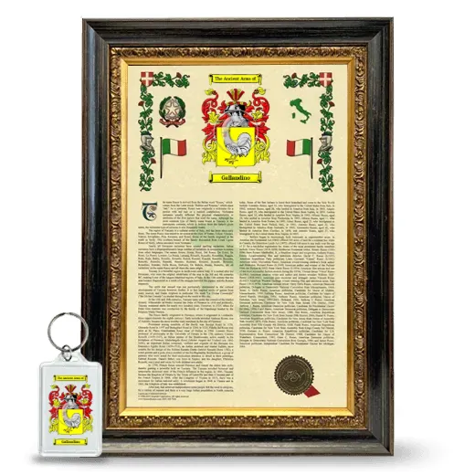 Gallandino Framed Armorial History and Keychain - Heirloom