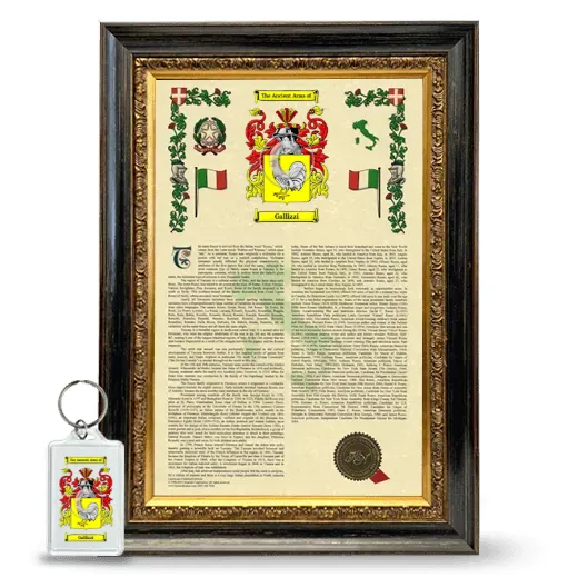 Gallizzi Framed Armorial History and Keychain - Heirloom