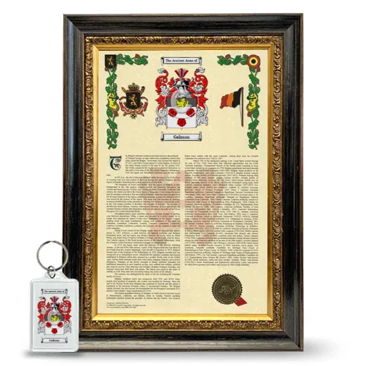 Galman Framed Armorial History and Keychain - Heirloom