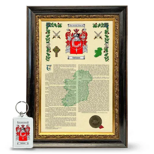 Galvanes Framed Armorial History and Keychain - Heirloom