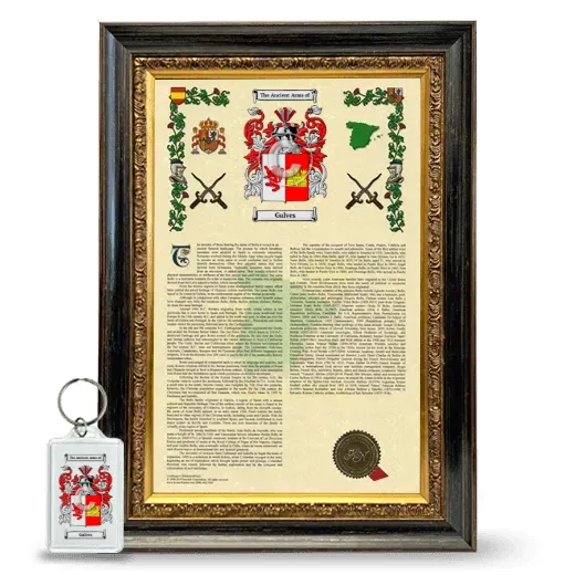 Galves Framed Armorial History and Keychain - Heirloom