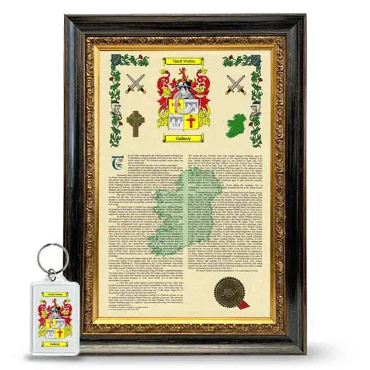 Galwey Framed Armorial History and Keychain - Heirloom