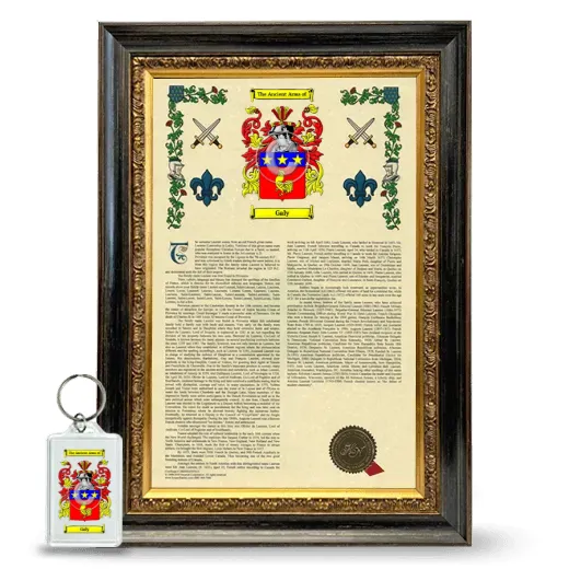 Galy Framed Armorial History and Keychain - Heirloom
