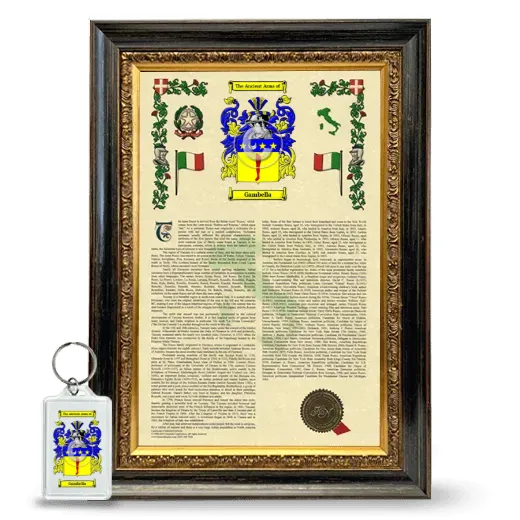 Gambella Framed Armorial History and Keychain - Heirloom