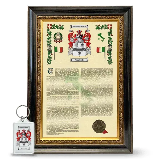 Gambrell Framed Armorial History and Keychain - Heirloom