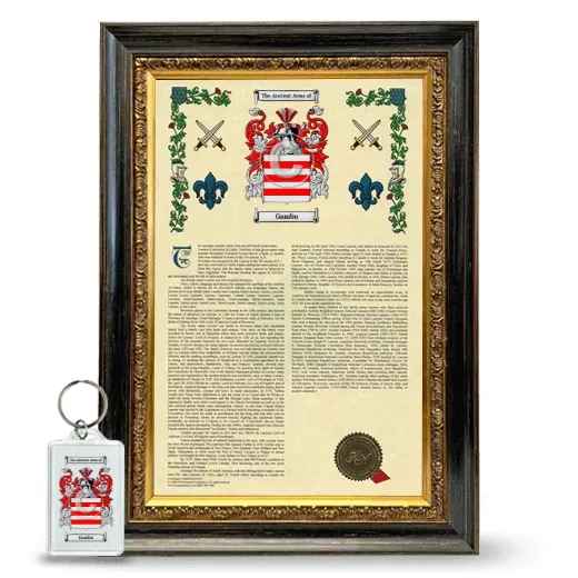 Gambu Framed Armorial History and Keychain - Heirloom