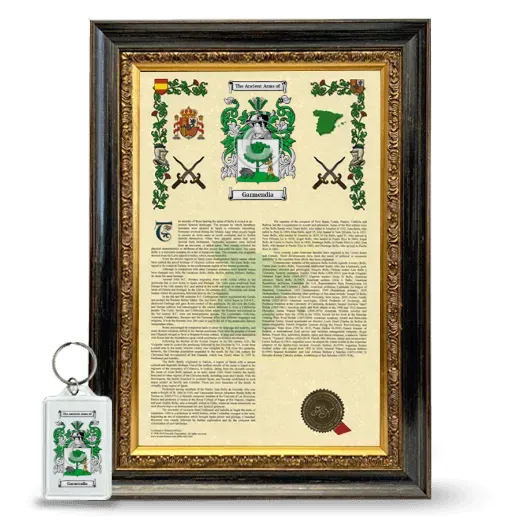 Garmendia Framed Armorial History and Keychain - Heirloom