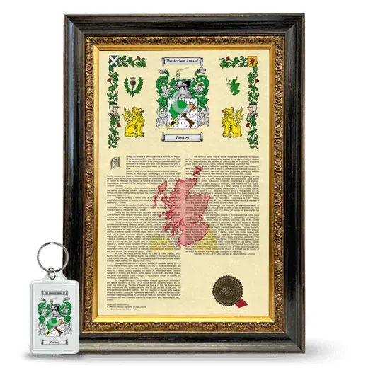 Garrey Framed Armorial History and Keychain - Heirloom