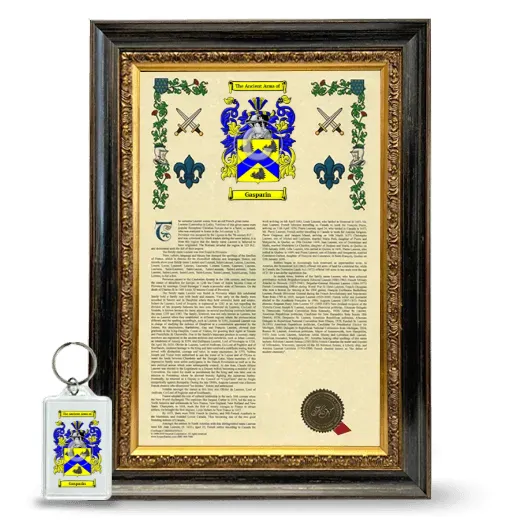 Gasparin Framed Armorial History and Keychain - Heirloom