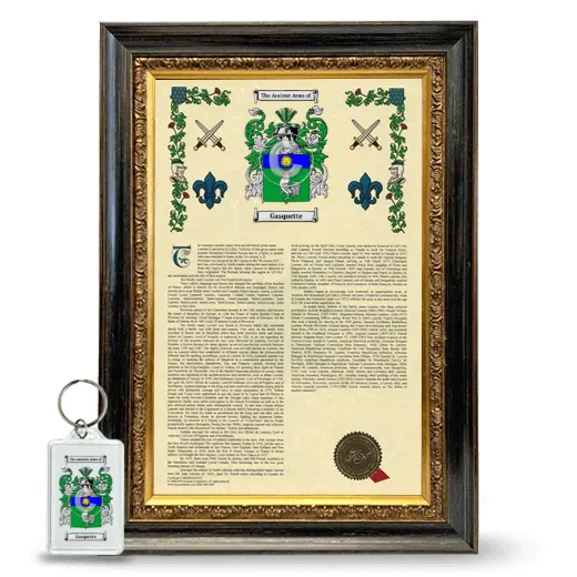 Gasquette Framed Armorial History and Keychain - Heirloom