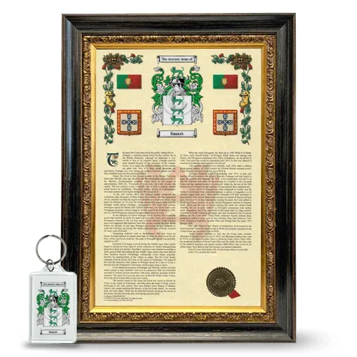Gasset Framed Armorial History and Keychain - Heirloom