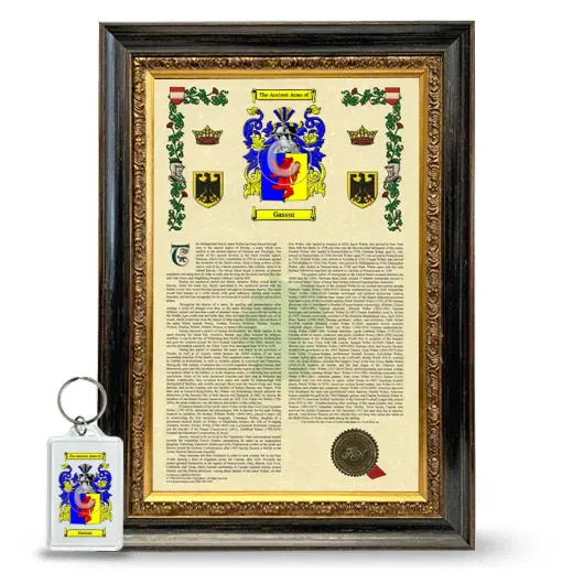 Gassur Framed Armorial History and Keychain - Heirloom