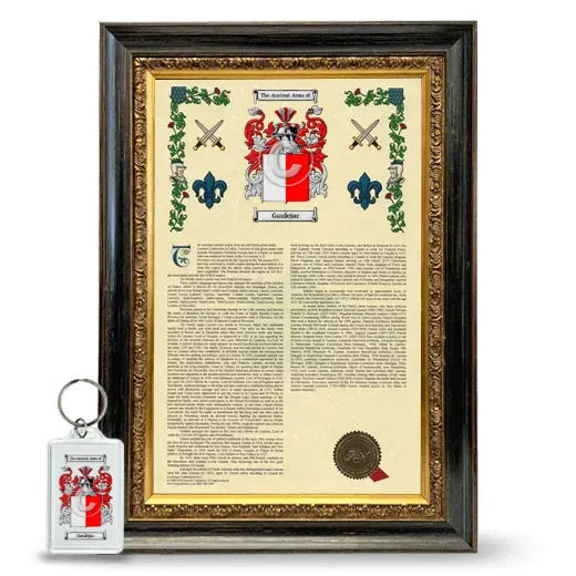 Gaulejac Framed Armorial History and Keychain - Heirloom