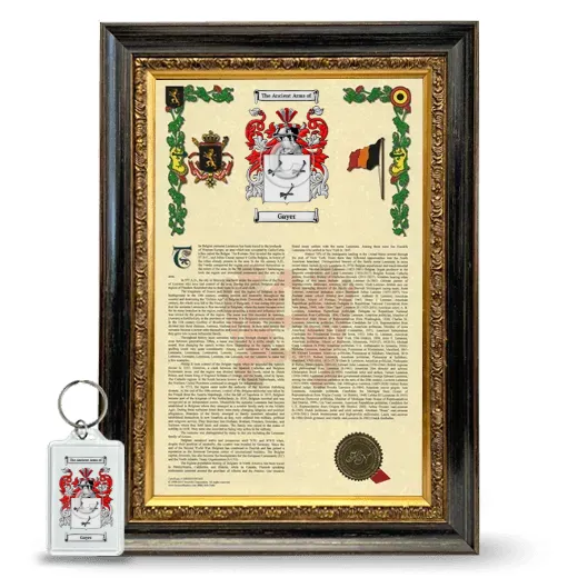 Gayer Framed Armorial History and Keychain - Heirloom