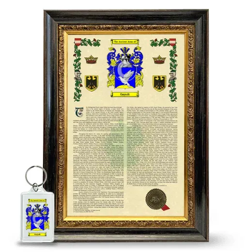 Gaysdt Framed Armorial History and Keychain - Heirloom