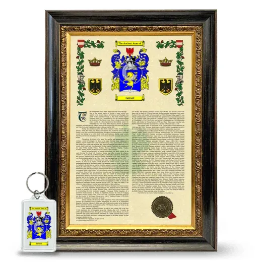 Geisel Framed Armorial History and Keychain - Heirloom