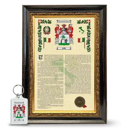 Gellis Framed Armorial History and Keychain - Heirloom