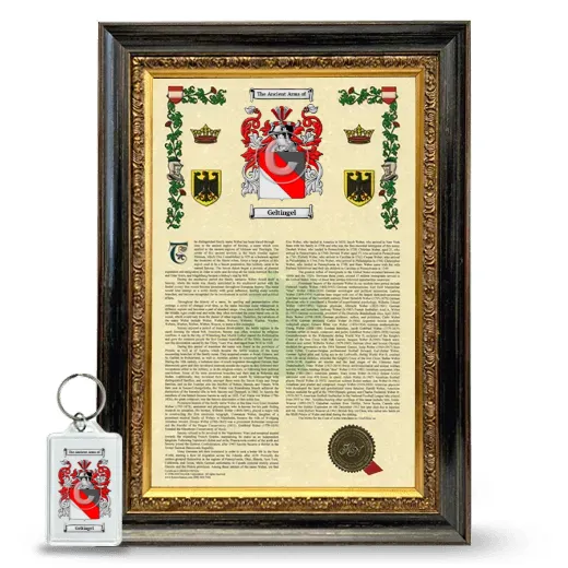 Geltingel Framed Armorial History and Keychain - Heirloom