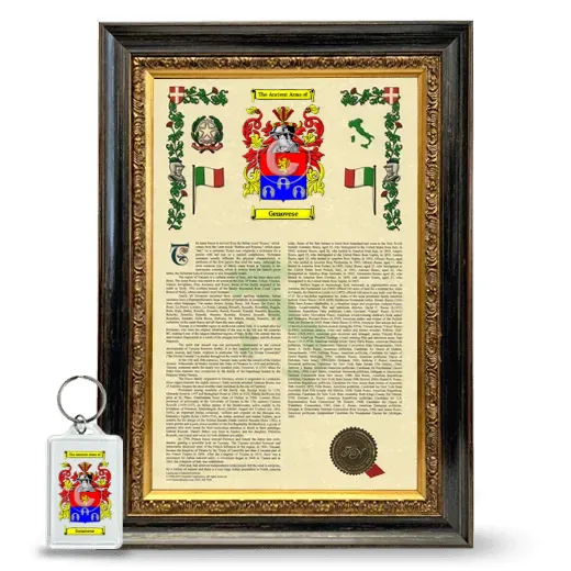 Genovese Framed Armorial History and Keychain - Heirloom