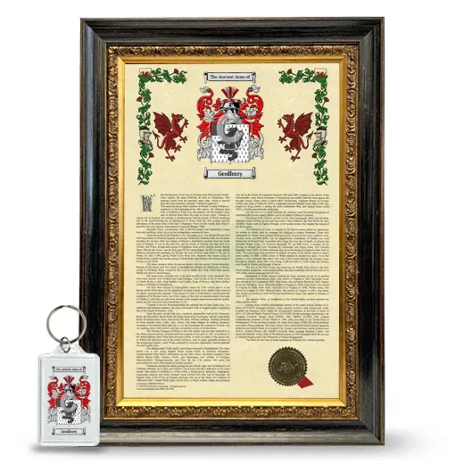 Geofferey Framed Armorial History and Keychain - Heirloom