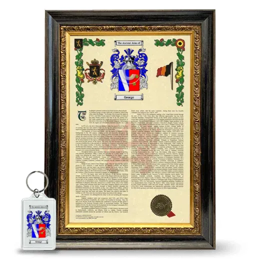 George Framed Armorial History and Keychain - Heirloom