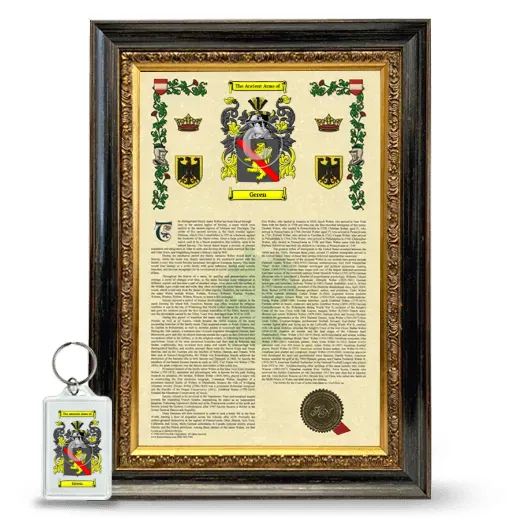 Geren Framed Armorial History and Keychain - Heirloom