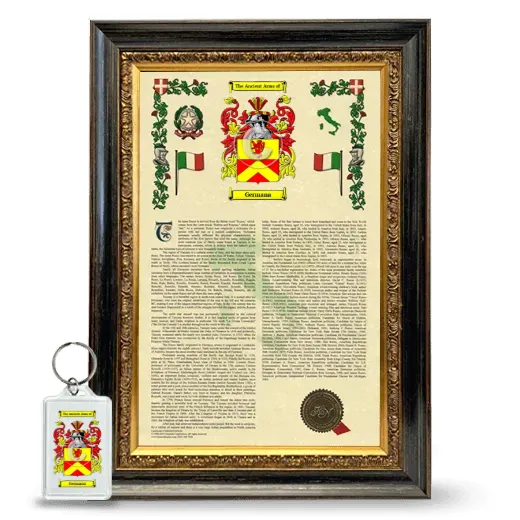 Germana Framed Armorial History and Keychain - Heirloom