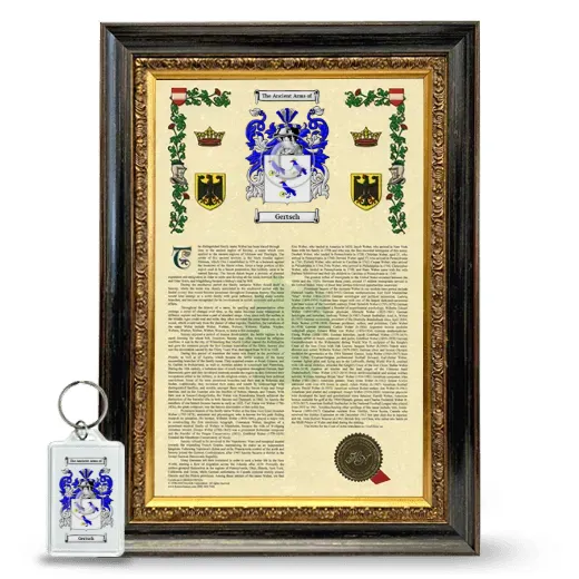 Gertsch Framed Armorial History and Keychain - Heirloom