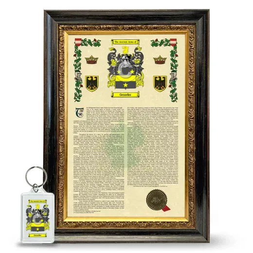 Gesseler Framed Armorial History and Keychain - Heirloom