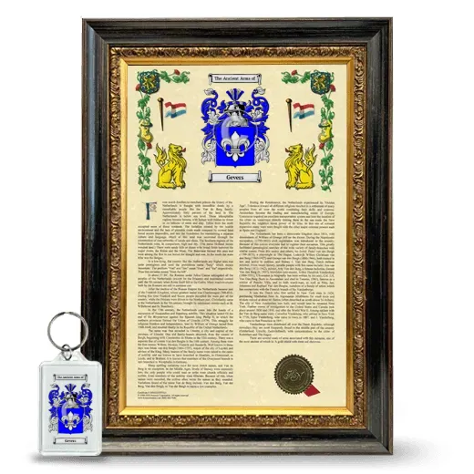 Gevers Framed Armorial History and Keychain - Heirloom