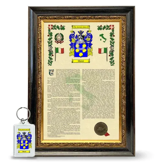Ghersi Framed Armorial History and Keychain - Heirloom