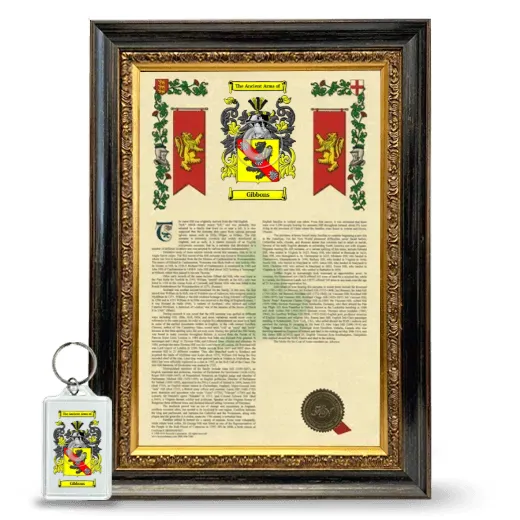 Gibbons Framed Armorial History and Keychain - Heirloom