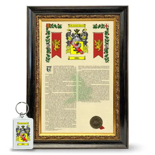 Gibbs Framed Armorial History and Keychain - Heirloom