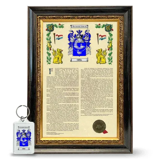 Giffin Framed Armorial History and Keychain - Heirloom