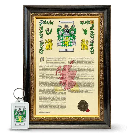 Gills Framed Armorial History and Keychain - Heirloom