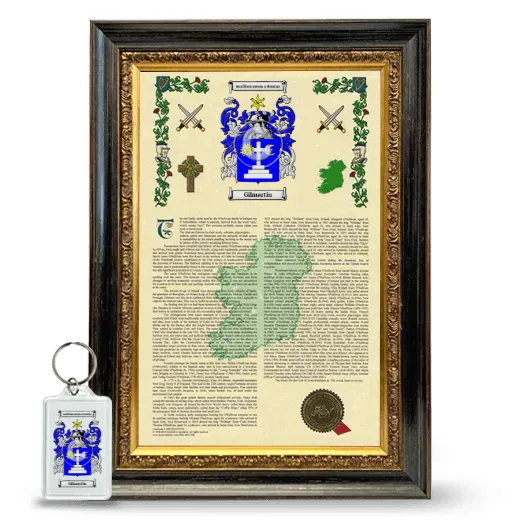 Gilmartin Framed Armorial History and Keychain - Heirloom