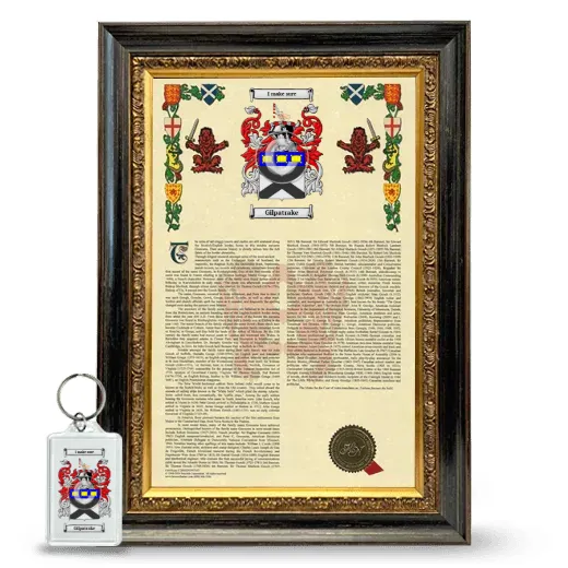 Gilpatrake Framed Armorial History and Keychain - Heirloom