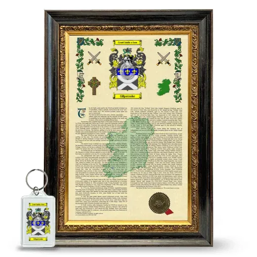Gilpatrake Framed Armorial History and Keychain - Heirloom