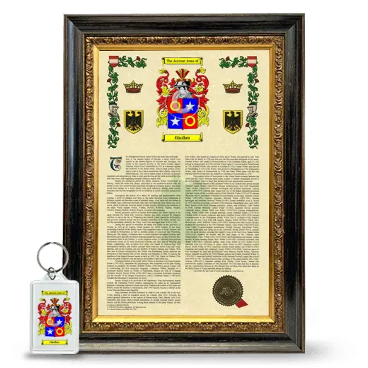 Ginther Framed Armorial History and Keychain - Heirloom