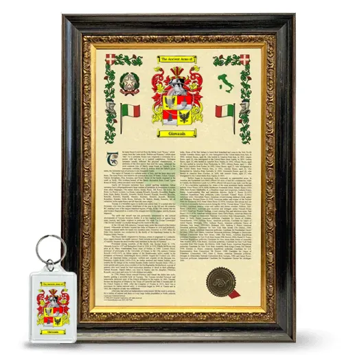 Giovanis Framed Armorial History and Keychain - Heirloom
