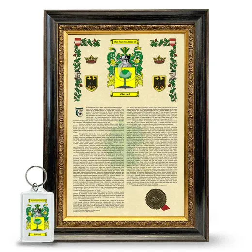 Gitchel Framed Armorial History and Keychain - Heirloom