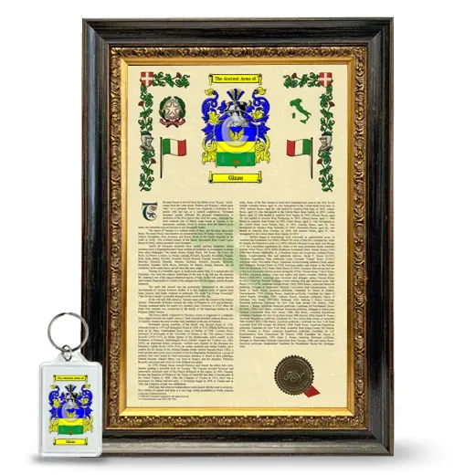Gizzo Framed Armorial History and Keychain - Heirloom