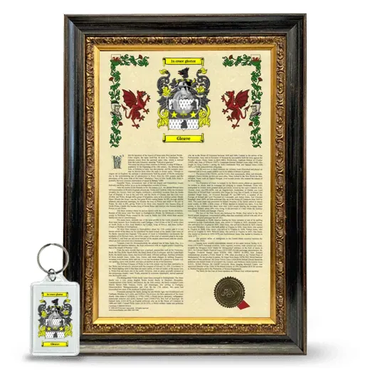 Gleave Framed Armorial History and Keychain - Heirloom