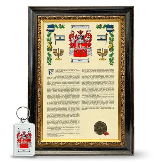 Glick Framed Armorial History and Keychain - Heirloom