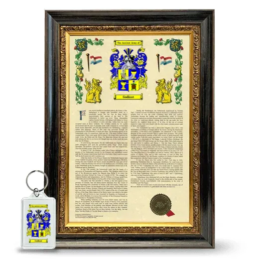 Godinot Framed Armorial History and Keychain - Heirloom